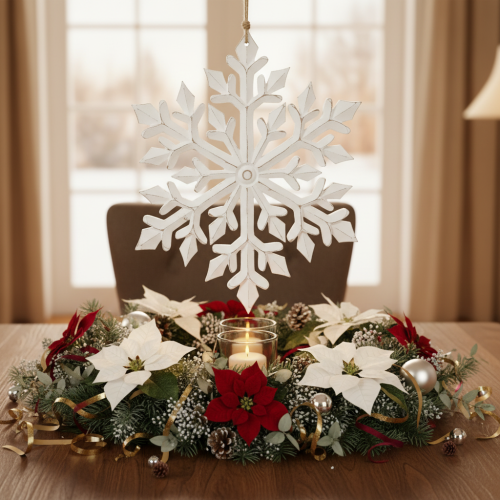 Artículo Gran copo de nieve decorativo, adorno colgante, 30 cm