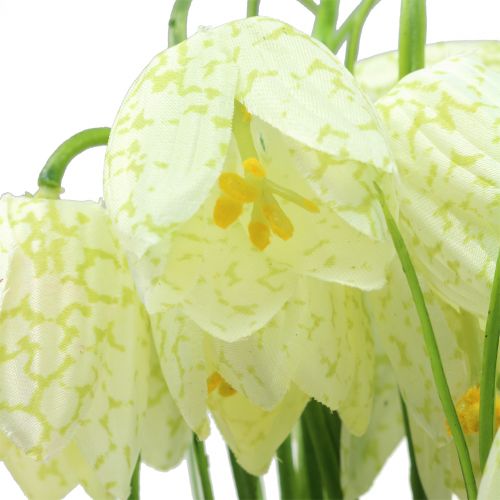 Artículo Flores de tablero de ajedrez Fritillaria artificial blanco, verde 40cm 12 piezas