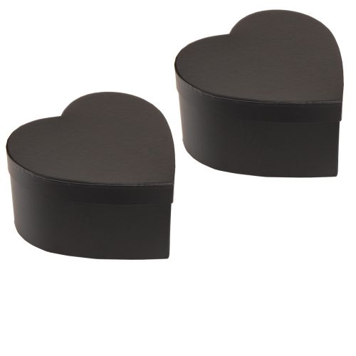 Artículo Caja de regalo corazón caja de papel negro 18×18cm H10cm 2ud