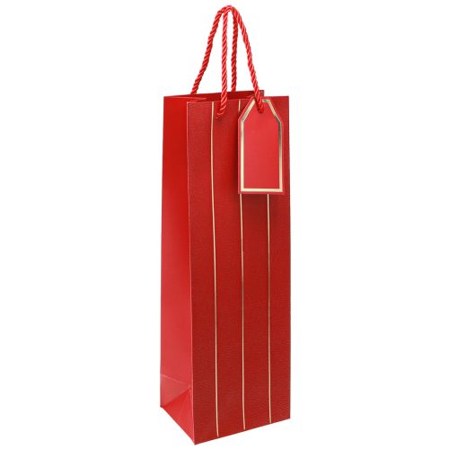 Artículo Bolsa regalo bolsa botella papel rojo oro 9×12×36cm 1ud