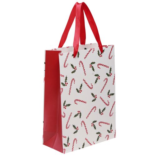 Floristik24 Bolsa de regalo de Navidad con asas rojo blanco 24×18×8cm 4ud