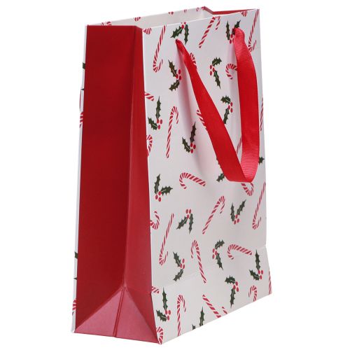 Artículo Bolsa de regalo de Navidad con asas rojo blanco 24×18×8cm 4ud