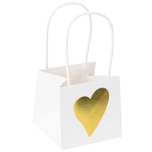 Artículo Bolsas de regalo con asas papel oro blanco 8,5×8,5×8cm 12uds