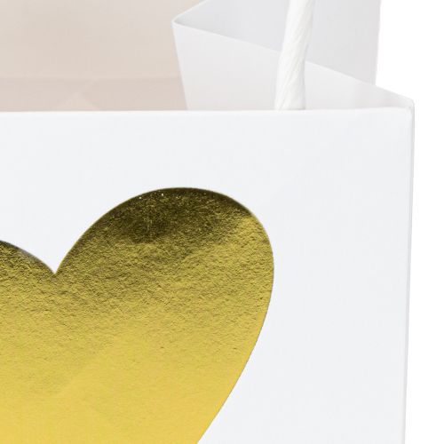 Artículo Bolsas de regalo con asas papel oro blanco 8,5×8,5×8cm 12uds