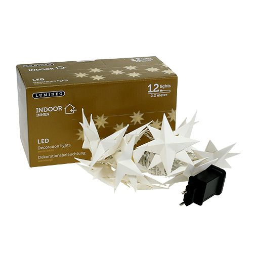 Floristik24 Guirnalda con estrellas de papel 12 luces blanco cálido 220cm