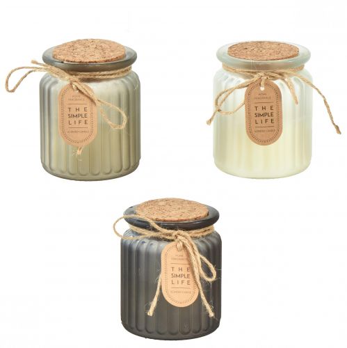 Floristik24 Velas perfumadas en vidrio con tapa de corcho de sándalo Al.9cm 3ud