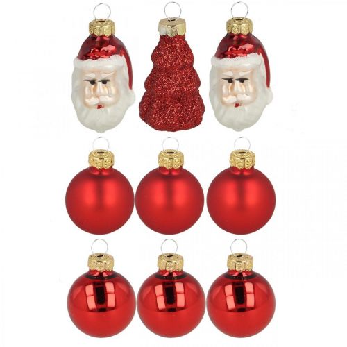 Artículo Mini figuras y bolas de decoración navideña surtido vidrio 3cm 9uds