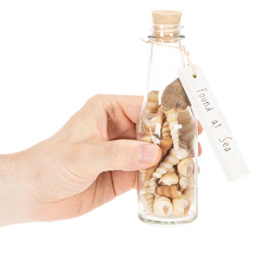 Artículo Decoración de botella de vidrio con conchas y colgante, decoración de mesa marítima, 17 cm, 2 piezas