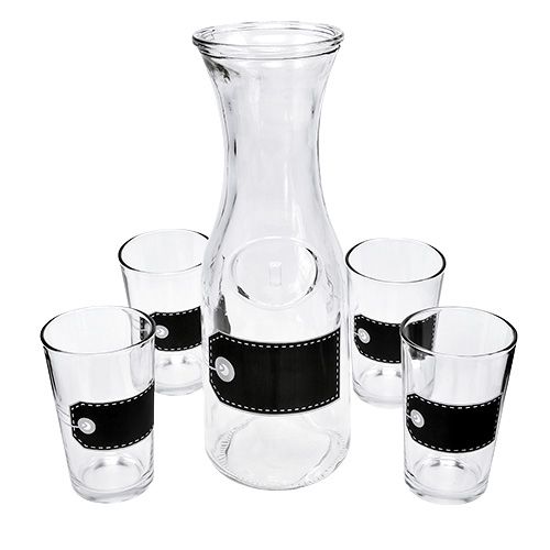 Artículo Jarra de vidrio A27cm con 4 vasos A11cm