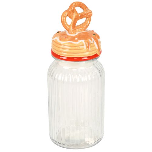 Bombonera de cristal para galletas con tapa pretzel Ø11cm H28,5cm