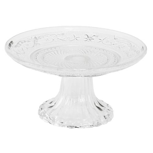 Plato de cristal con pie Cuenco de cristal plano con estampado transparente Ø15cm