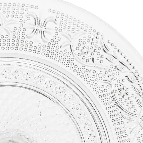 Artículo Plato de cristal con pie Cuenco de cristal plano con estampado transparente Ø15cm