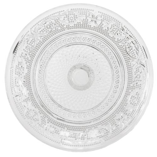 Artículo Plato de cristal con pie Cuenco de cristal plano con estampado transparente Ø15cm