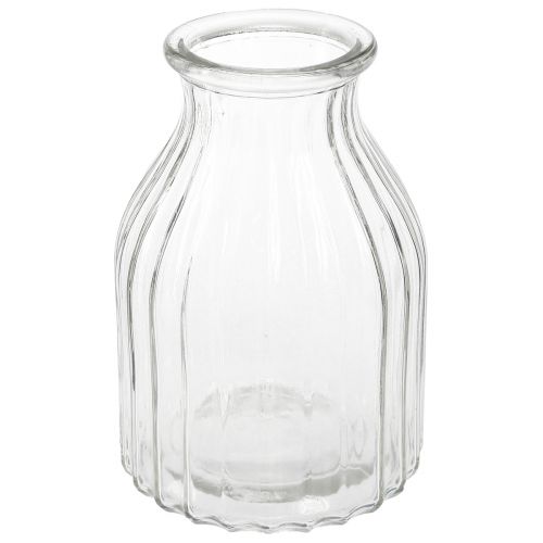 Floristik24 Jarrón de vidrio con ranuras para jarrón vidrio decorativo transparente Ø12cm H18cm 2ud