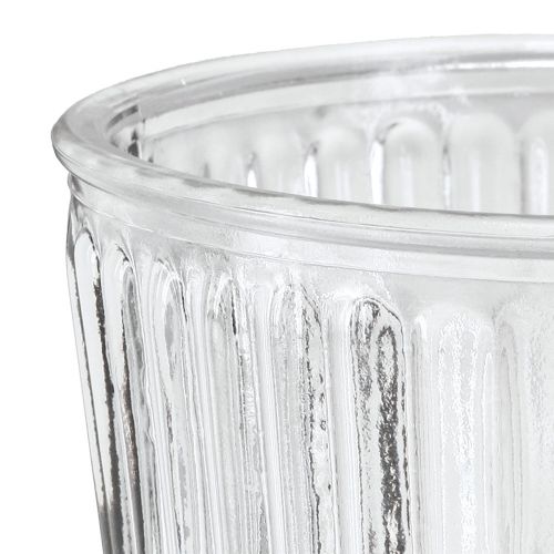 Artículo Jarrón de cristal con pie copa decorativa de cristal estriado Ø13cm H19cm