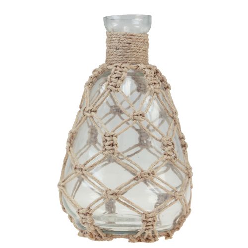 Artículo Jarrón de cristal macramé yute natural verano marítimo Ø11cm H19,5cm