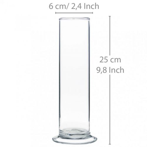 Artículo Jarrón de cristal con pie Claro Ø6cm H25cm