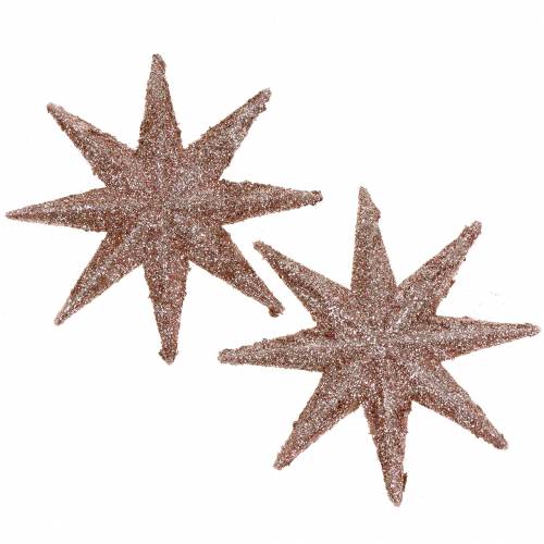 Estrella brillo oro rosa 10cm 12uds