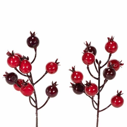 Artículo Rama artificial de granada con tallos ramificados para decoración de jarrones, 19 cm, 4 unidades.