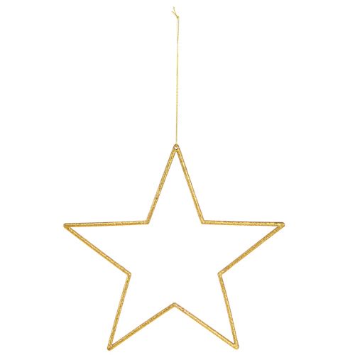 Artículo Estrellas decorativas grandes decoración dorada con purpurina para colgar 24cm 6 uds.