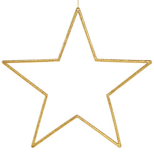 Artículo Estrellas decorativas grandes decoración dorada con purpurina para colgar 24cm 6 uds.