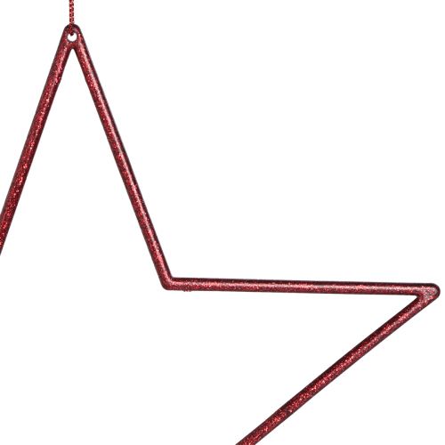 Artículo Estrellas decorativas grandes rojas para colgar estrellas con purpurina 24cm 6uds