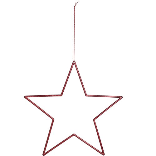 Artículo Estrellas decorativas grandes rojas para colgar estrellas con purpurina 24cm 6uds