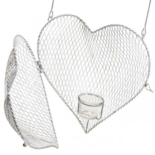 Floristik24 Decoración colgante corazón de alambre, portavelas para colgar 29×27,5cm