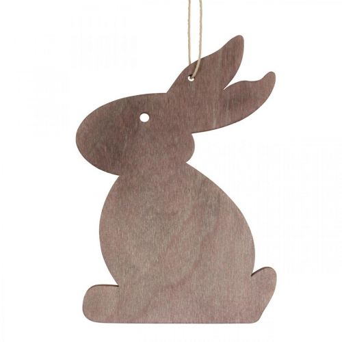 Artículo Decoración colgante de Pascua, madera de conejito de Pascua, colgante de Pascua 12cm 12 piezas