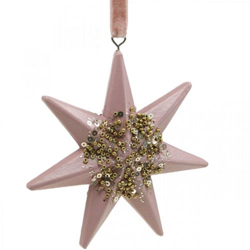 Artículo Colgante navideño deco estrella para colgar rosa 4uds