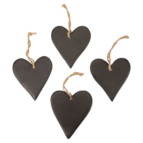 Decoración colgante corazón de pizarra corazones decorativos  negro 10,5 cm 4 piezas-14560