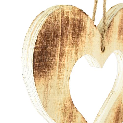Artículo Colgador decorativo corazones de madera corazón en corazón flameado 15×15cm 4ud
