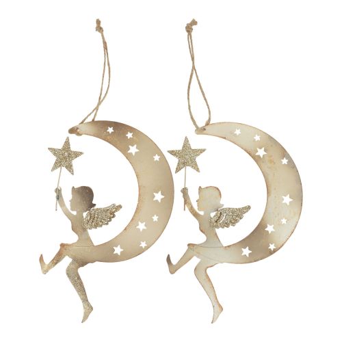 Floristik24 Ángel colgante estrella decoración navideña para colgar H19cm 2 piezas