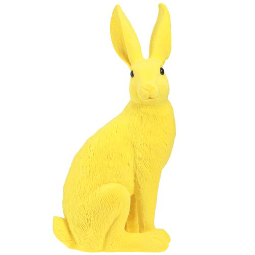 Conejo amarillo sentado decoración conejito de Pascua flocado 16×13×35cm