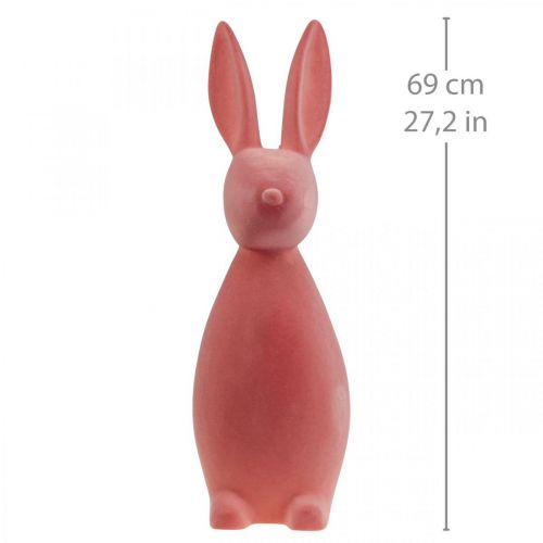 Artículo Deco Bunny Deco Conejito de Pascua Flocado Naranja Albaricoque H69cm