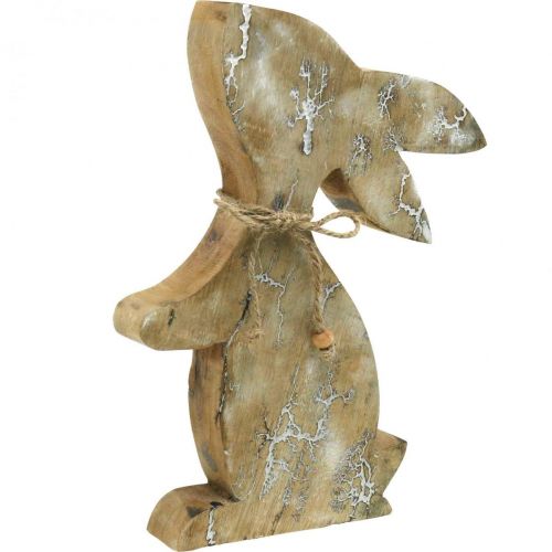 Floristik24 Conejito de madera, primavera, conejito de Pascua sentado, decoración de Pascua con estampado natural, blanqueado Al. 26 cm