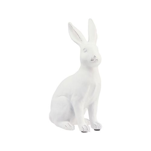 Floristik24 Conejito sentado conejito decorativo decoración de Pascua piedra artificial blanca Al. 22 cm