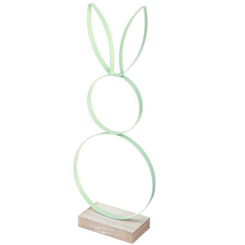 Artículo Conejitos Decoración Metal Madera Natural Amarillo Menta Rosa H28cm 3ud