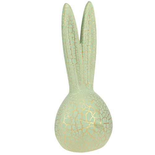 Cabeza de conejo Decoración de conejito de Pascua craquelado dorado verde menta Al. 28 cm