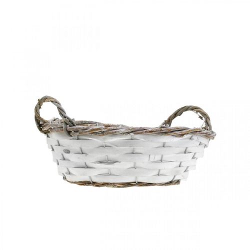 Artículo Cesta para plantar, cesta decorativa con asas redonda blanca H8.5cm Ø25cm