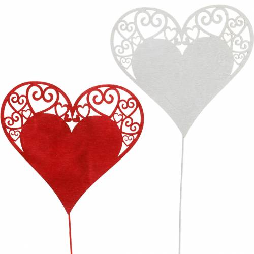 Corazón en un palo, tapón decorativo de corazón, decoración de boda, Día de San Valentín, decoración de corazón 16 piezas
