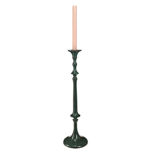 Portavelas alto de metal aspecto cerámico verde Al. 49 cm