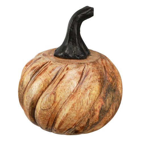 Floristik24 Calabaza de madera con mango de metal negro natural Ø9,5cm H11cm