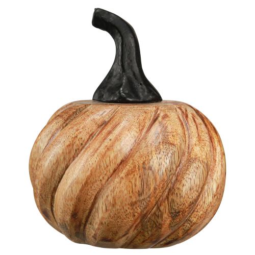 Artículo Calabaza de madera con mango de metal negro natural Ø9,5cm H11cm