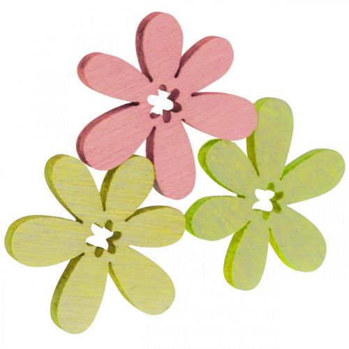 Floristik24 Flores de madera esparcir decoración flores madera amarillo/rosa/verde Ø2cm 144p