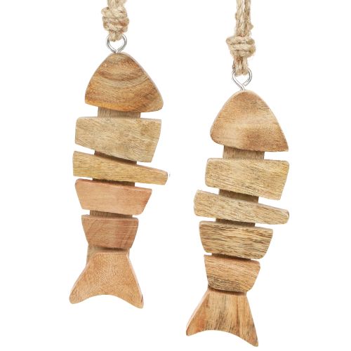 Artículo Percha decorativa pez de madera marítimo en natural 16x2x5cm 2ud