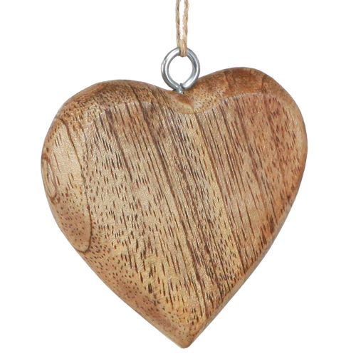 Floristik24 Corazón decorativo de madera para colgar natural 7cm 12uds