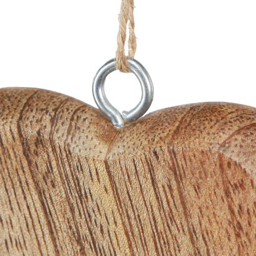 Artículo Corazón decorativo de madera para colgar natural 7cm 12uds