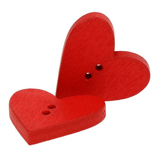 Floristik24 Botones de corazón de madera 2,5 cm rojo 48 piezas