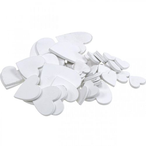 Floristik24 Corazón de madera scatter decoración boda corazones blanco 3/5/7cm 50p